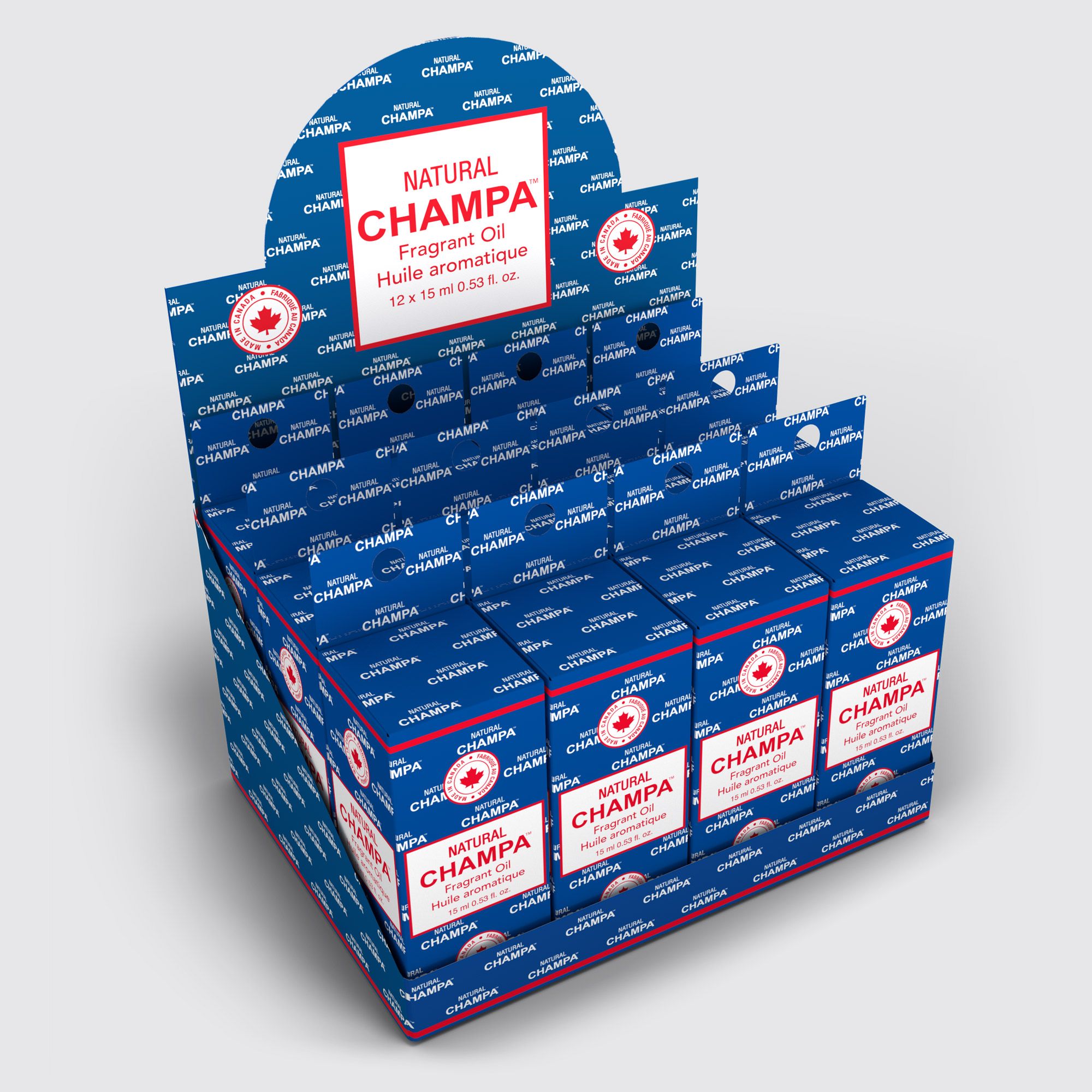 Natural Champa Fragrant Oil 12 Pack – Retail Display Box