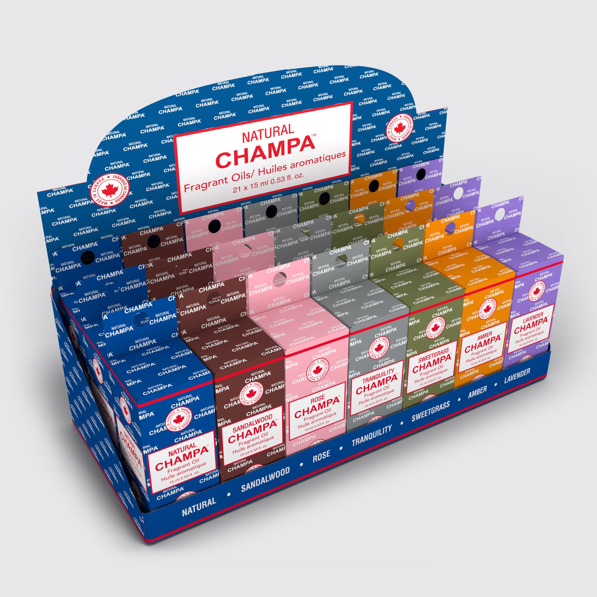 Natural Champa Fragrant Oil 21pc Display #2 – Assorted Scents