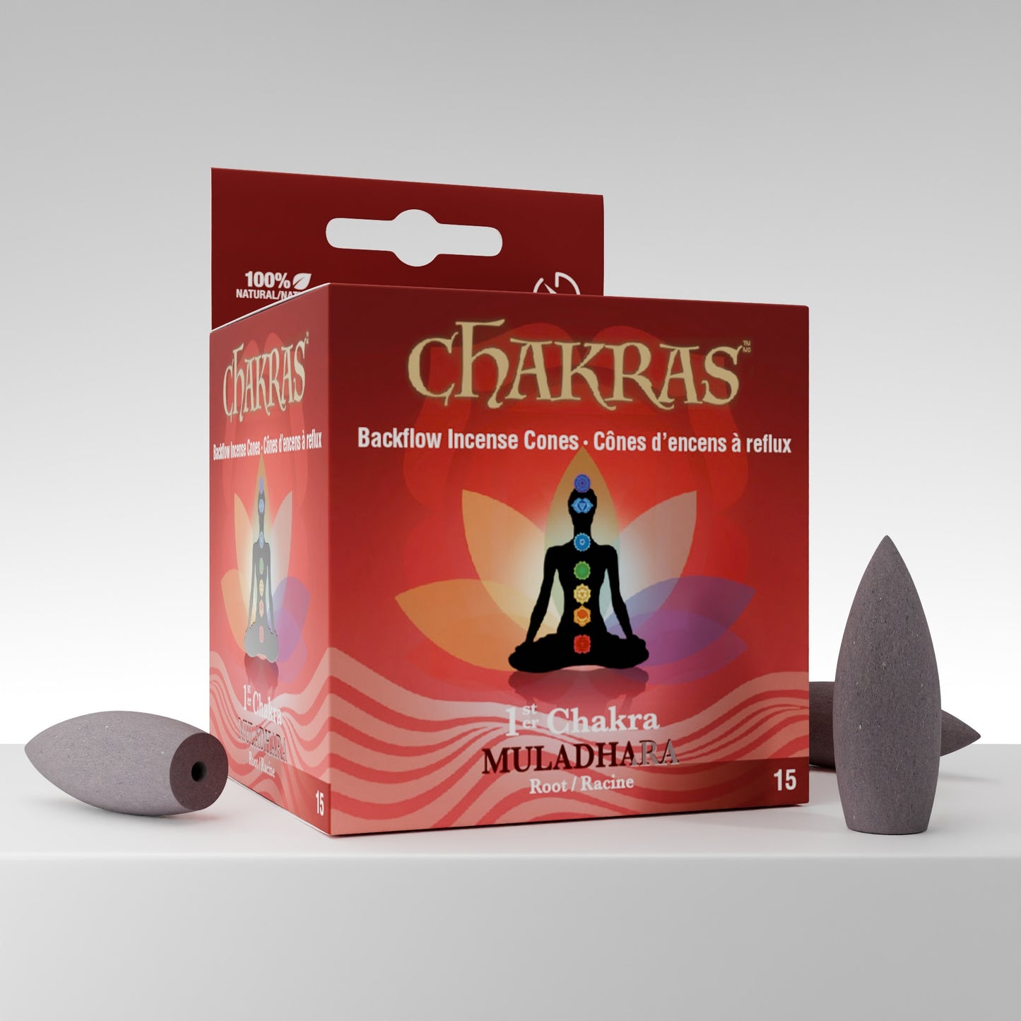 Chakras Incense® MULADHARA # 1 BACKFLOW Cones 15pcs/box
