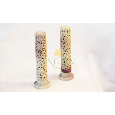 Soapstone Flower Incense Tower
