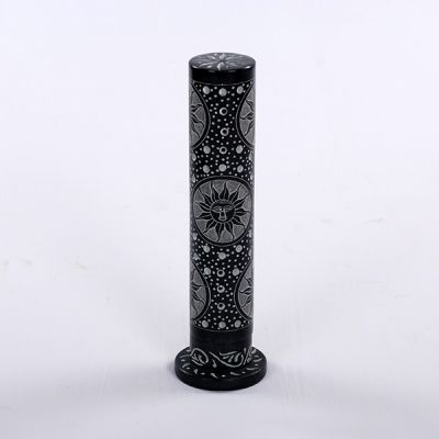 Soapstone Sun Stars Carved Incense Tower