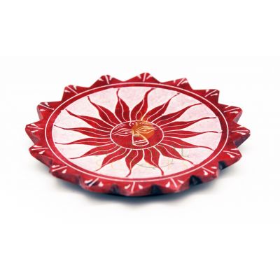 Soapstone Red & White Sun Incense Plate