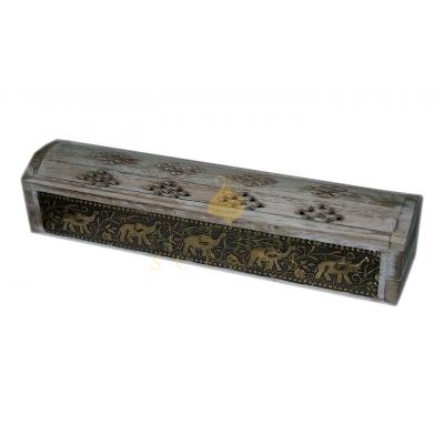 Gold Elephant Incense Holder Box with Storage