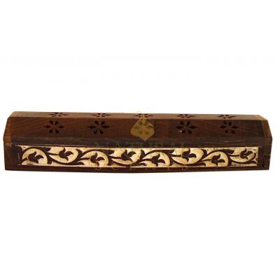 Engraved Ivy Flowers Coffin Incense Holder