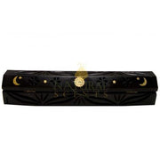 Celestial Coffin Incense Holder – Stars, Moon & Sun (Black)