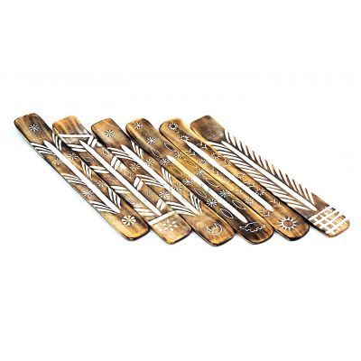 Assorted Burnt Wood Incense Holders – Hand-Carved Designs